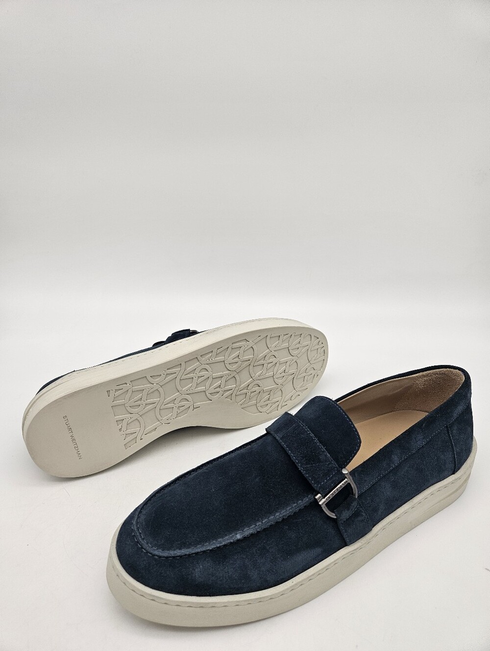 Stuart Weitzman Navy Suede Loafers Men's 12M Made In Italy.
